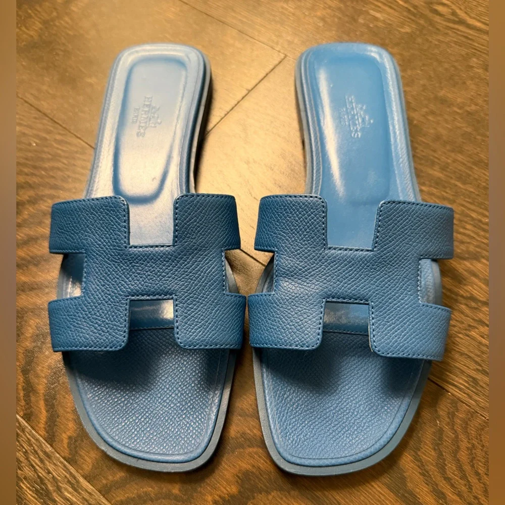 Hermes Blue Oran Sandal 100% Authentic - Picture 8 of 8